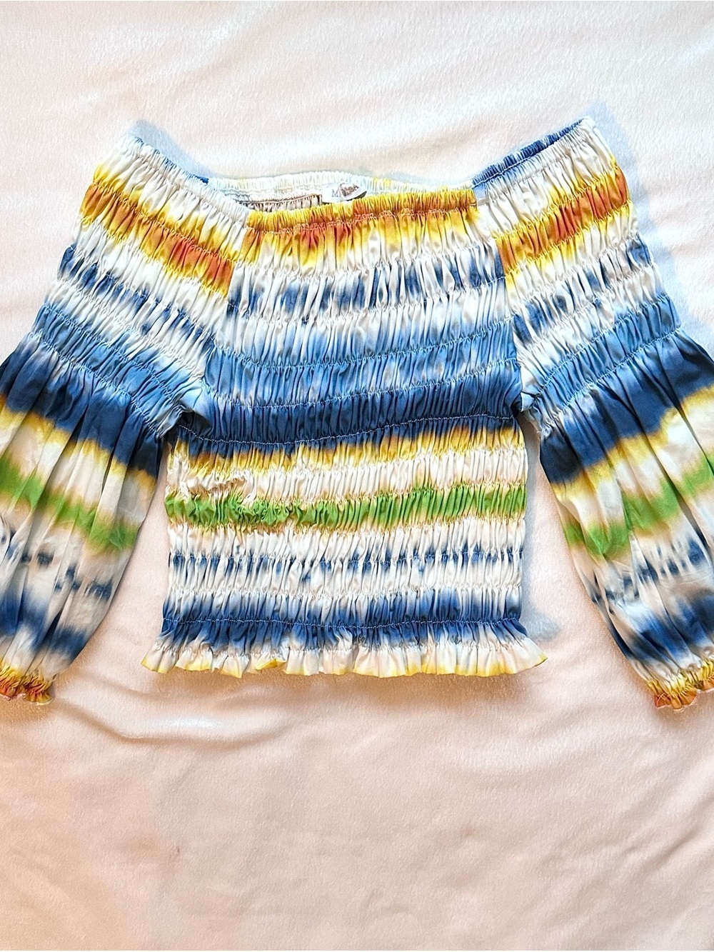 Meilisa Bai Smocked Tie-dye Puffed 3/4 Sleeve Cotton Blouse Top Girls 14 Italy